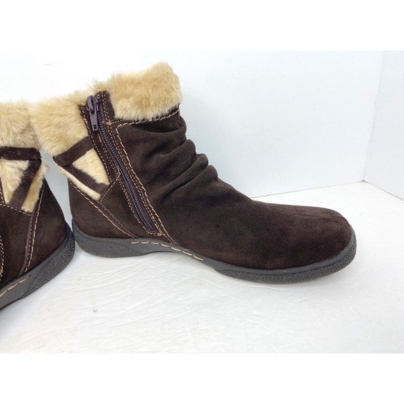 Bare Traps Lauree Boots 8M Brown Suede with Faux Fur Lining Zip Side - Picture 4 of 13